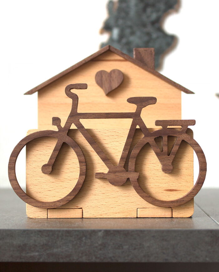 Салфетница из дерева-Домик и велосипед